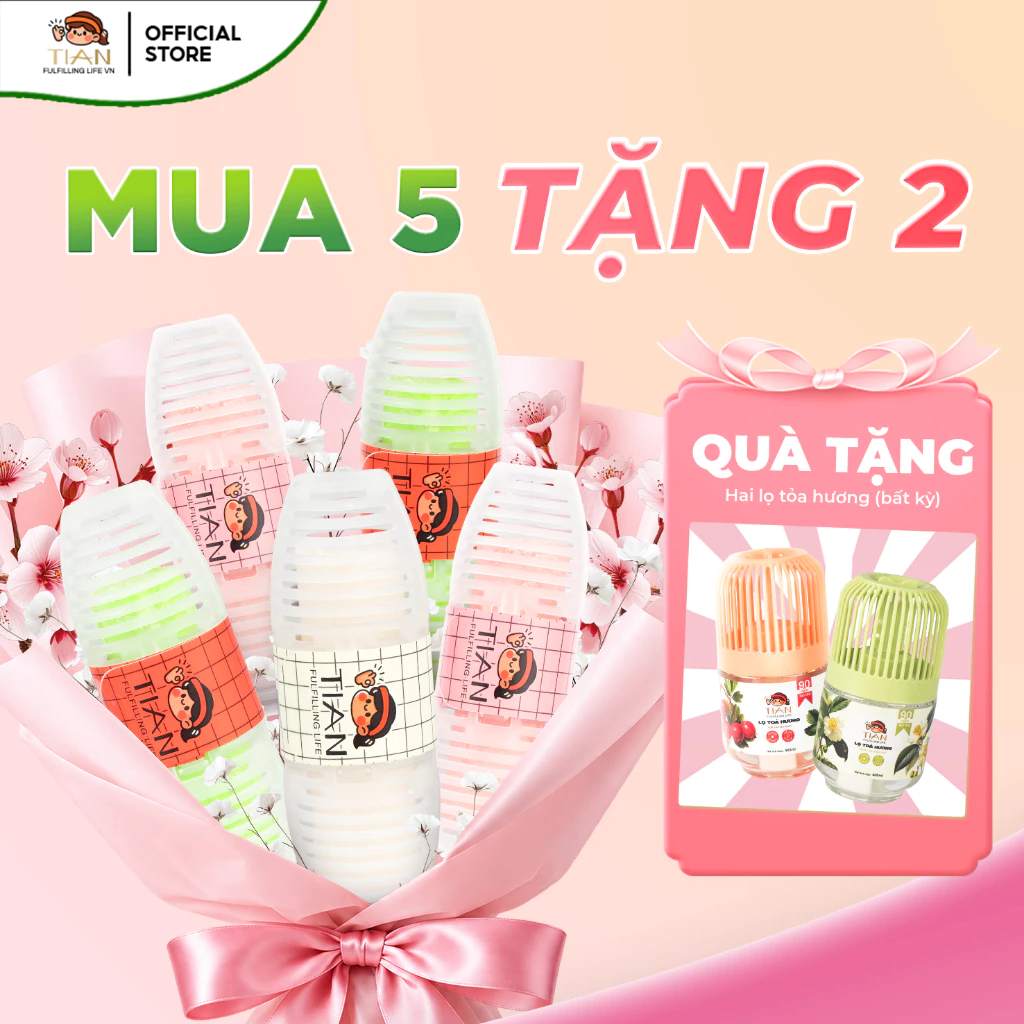 [COMBO 5 Tặng 2 Lọ Tỏa Hương] Lọ Treo Vệ Sinh Bồn Cầu TIAN – 400 Lần Xả, Tạo Bọt Khử Mùi Thơm Tự Nhiên, Diệt Khuẩn
