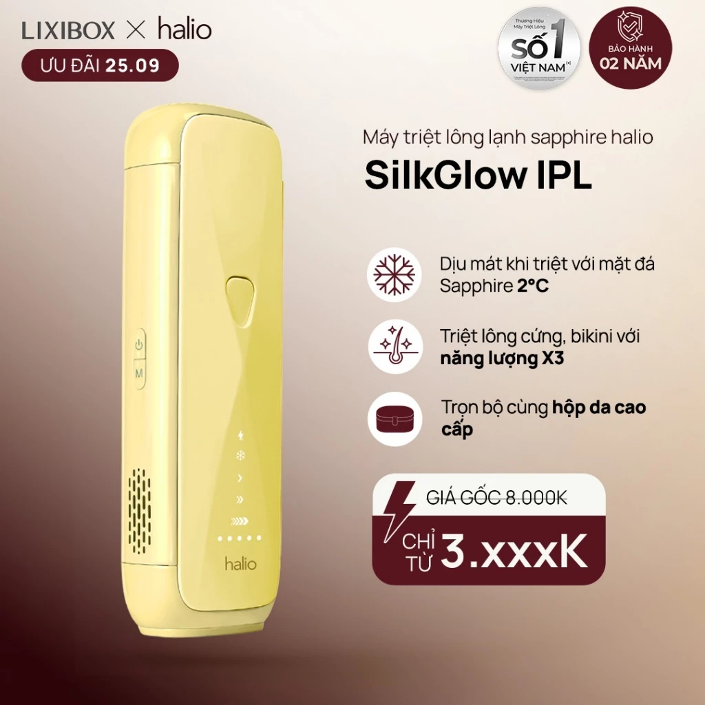 [SPECIAL] Máy Triệt Lông Halio SilkGlow IPL Sapphire Cooling Hair Removal Device - Butter