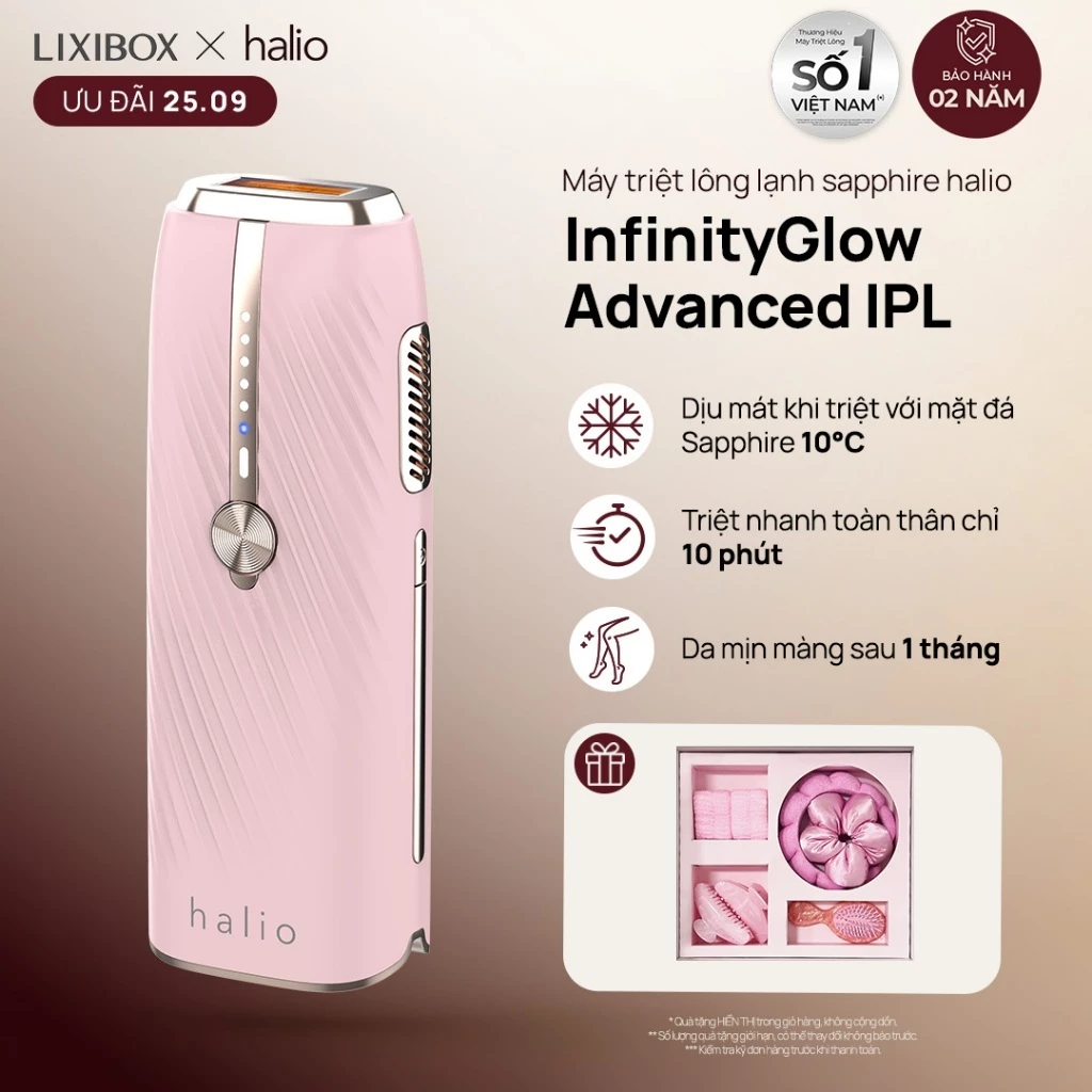[LIVE] Máy Triệt Lông Lạnh Sapphire Halio InfinityGlow IPL Sapphire Cooling Hair Removal Kèm Set Gift - Soft Pink