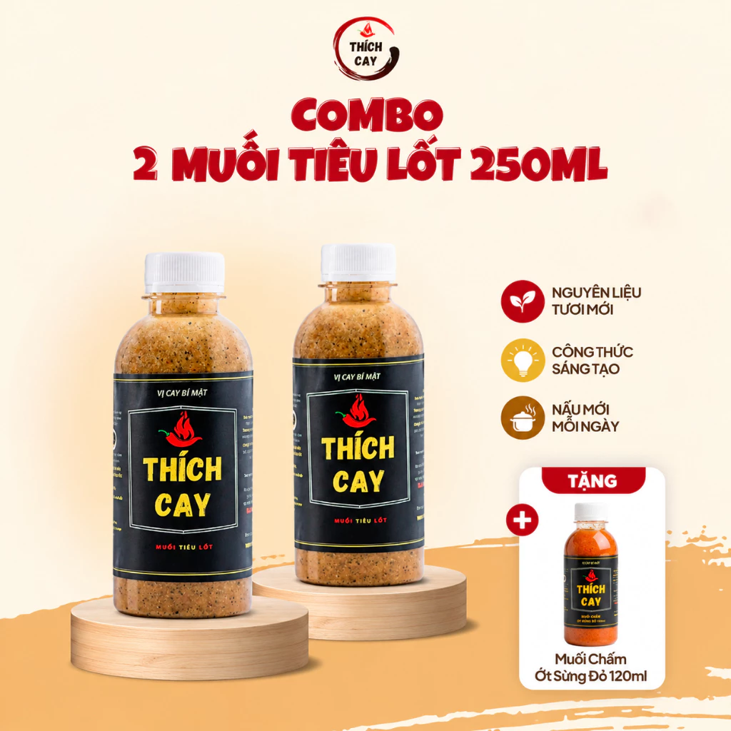 Combo 2 Chai Tiêu Lốt Thích Cay 250ml chấm nem chấm chả cay thơm ngon muối tiêu gia truyền