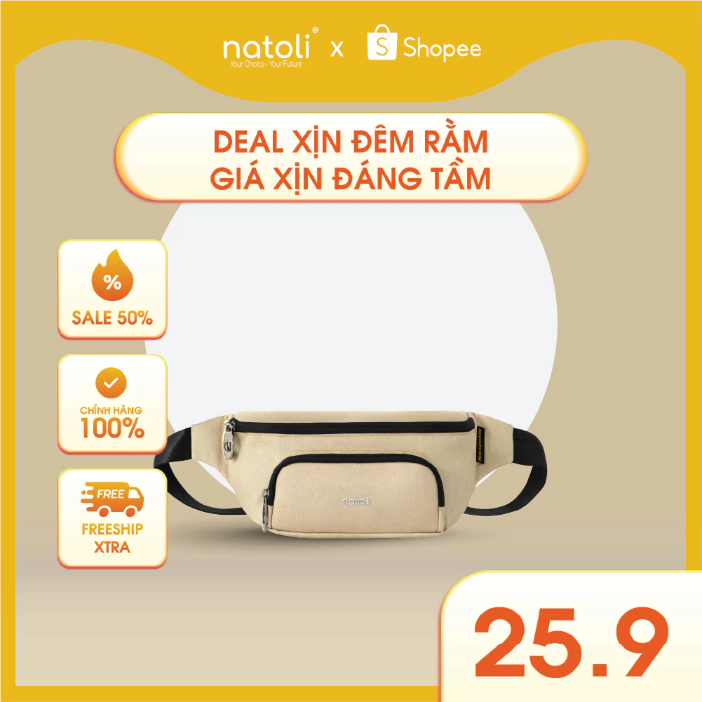 Túi bao tử nam nữ chính hãng NATOLI nhiều ngăn chống nước thời trang cao cấp - Cali Cross Bag T14