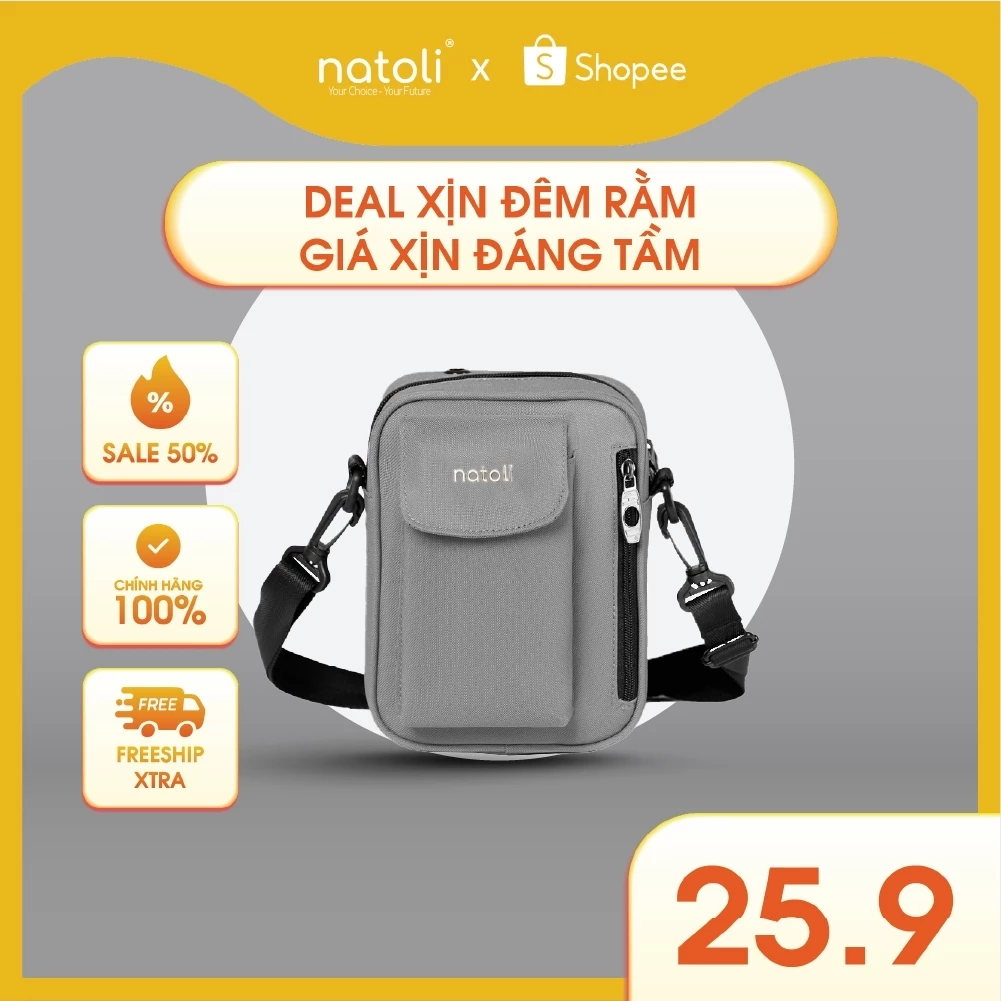 Túi đeo chéo NATOLI chất vải canvas đi học đi chơi nhỏ gọn - Street Crossbag T1
