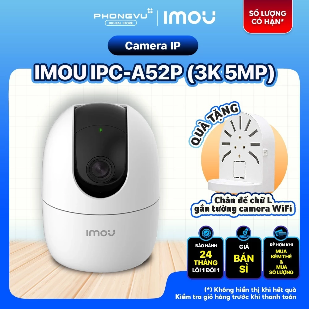Camera Wifi Trong Nhà IMOU A52P 5MP 3K - Camera An Ninh Gia Đình Xoay 360, Đàm Thoại 2 Chiều, AI Theo Dõi - Bảo hành 24T