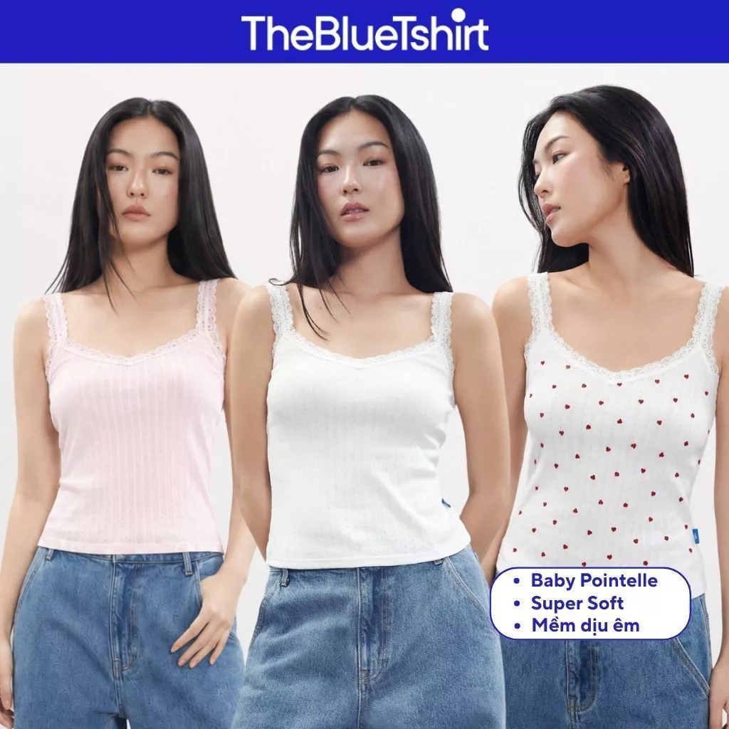 TheBlueTshirt - Áo tank phom dáng Body fit cho nữ - Rose' Pointelle Tank - Women