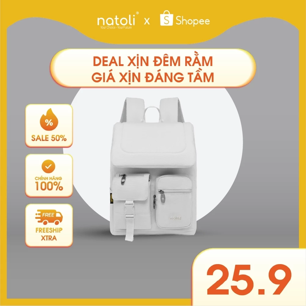 Balo laptop nam nữ thương hiệu NATOLI, cặp đi học nam nữ chống sốc chống nước tốt Global Backpack B8