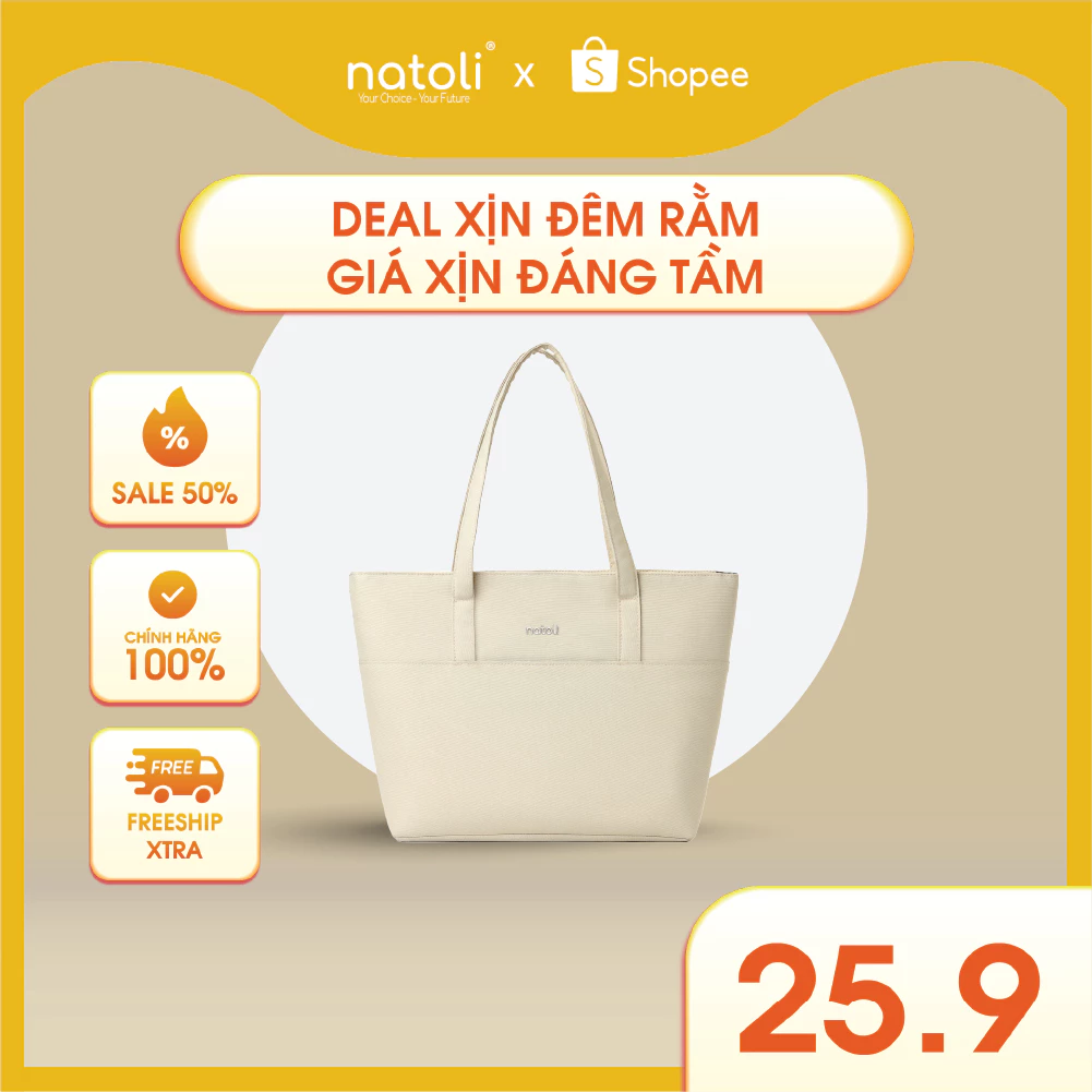 Túi tote nữ NATOLI chất vải canvas nhiều ngăn chống nước tốt - BST Elegant Chicbag T4