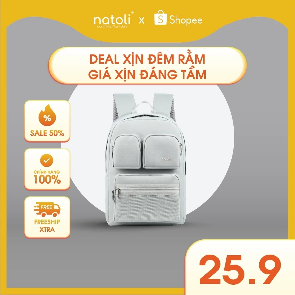 Balo nữ nhiều ngăn đi học NATOLI thời trang kháng nước cao cấp - Dynamic Backpack B1