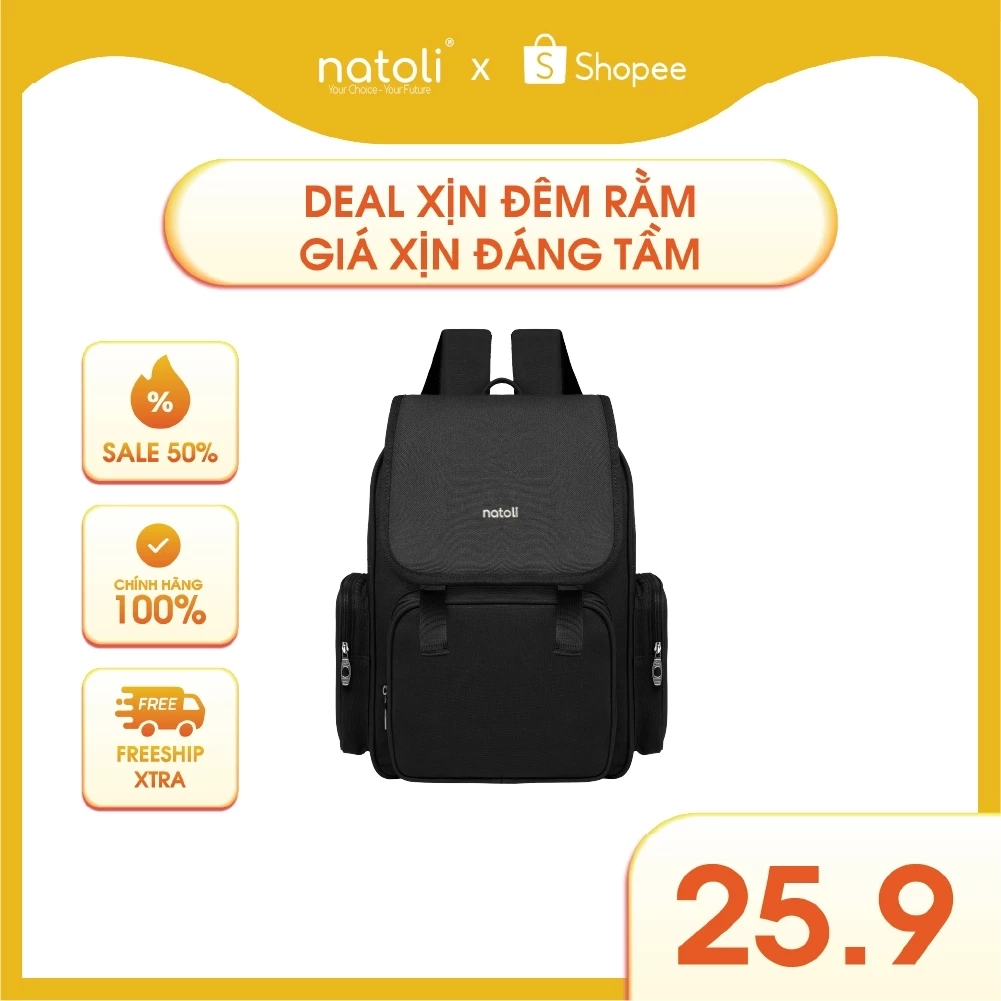 Balo thời trang nam nữ NATOLI chống nước, nhiều ngăn đi học cao cấp BST Everyday Utility Backpack B19