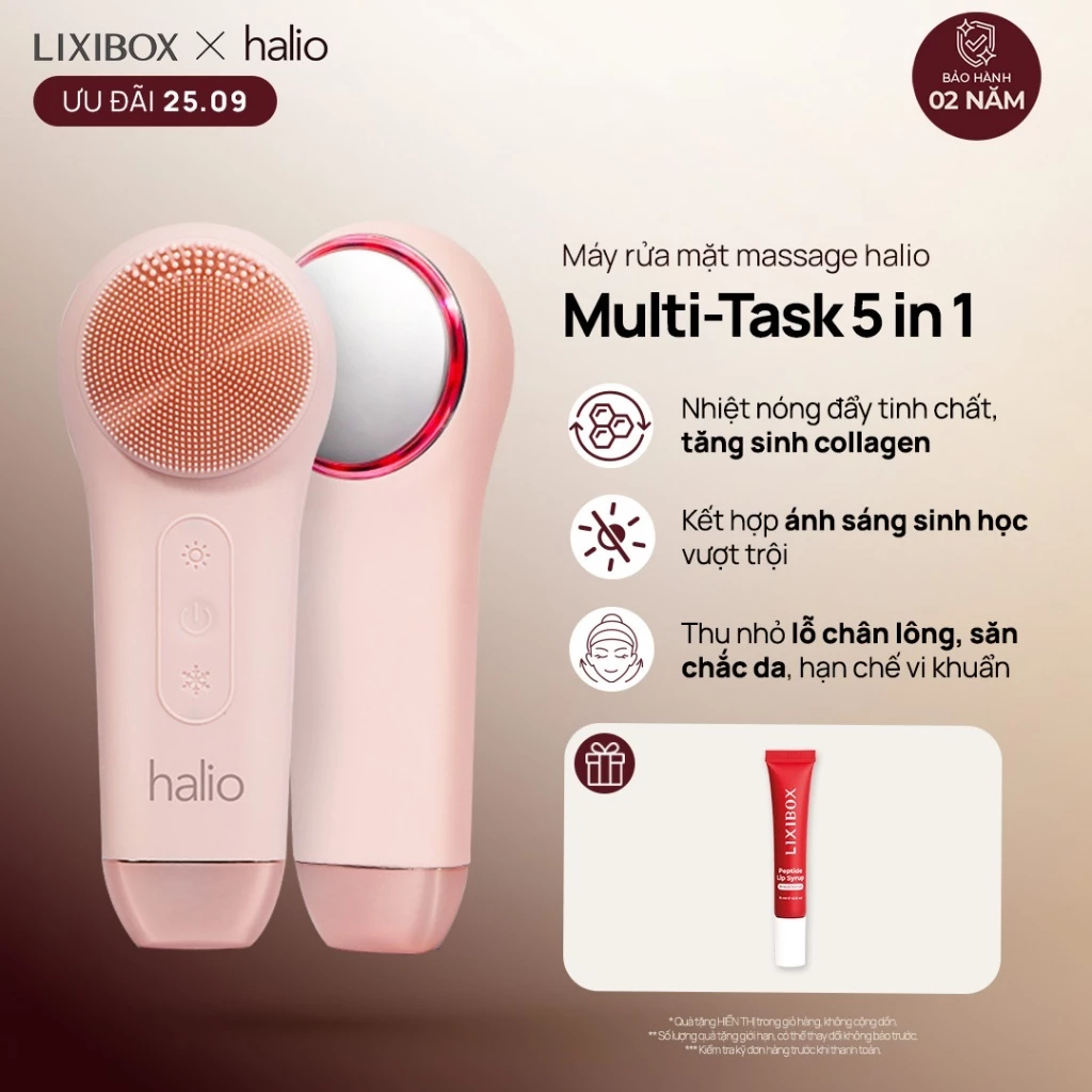Máy Rửa Mặt Massage Tích Hợp Liệu Pháp Ánh Sáng Và Nhiệt Halio Multi-task Cleansing & Massaging