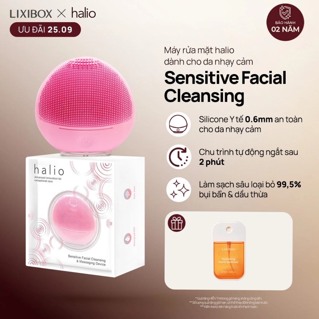 Máy Rửa Mặt Halio Sensitive Facial Cleansing Massaging Device - Dành Cho Da Nhạy Cảm