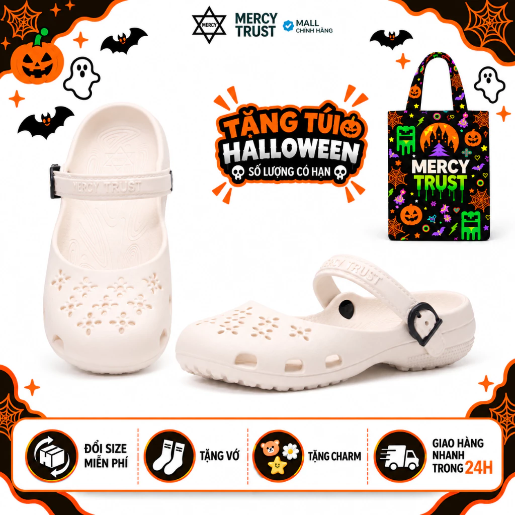 [TẶNG TÚI HALLOWEEN]  Kèm Sticker Ngẫu Nhiên, Vớ -MC41- Dép Sục Búp Bê MERCY TRUST Ballet Nữ Quai Khóa Cài Linh Hoạt