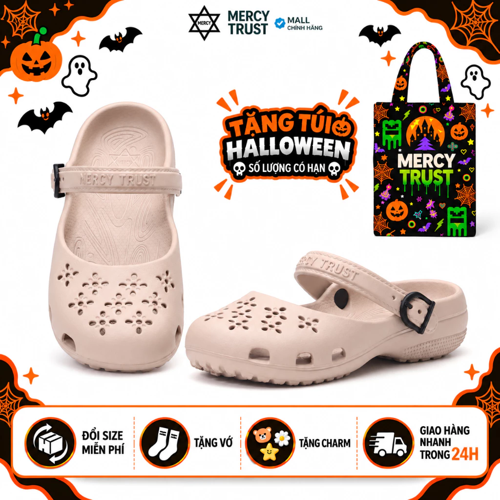 [TẶNG TÚI HALLOWEEN] Kèm Sticker, Vớ - MC41 - Dép Sục Búp Bê MERCY TRUST Ballet Nữ Loang Màu Quai Cài Linh Hoạt