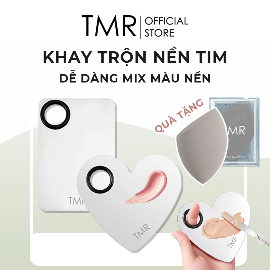 Khay Trộn Nền Hình Tim TMR – Khay Pha Kem Nền SP304, Mix Màu Mỹ Phẩm