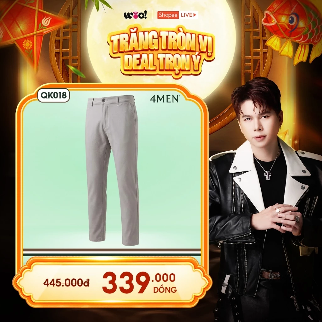Quần kaki dài nam trơn 4MEN QK018 form slimfit ôm tôn dáng, vải mềm mại, co giãn tốt, trẻ trung