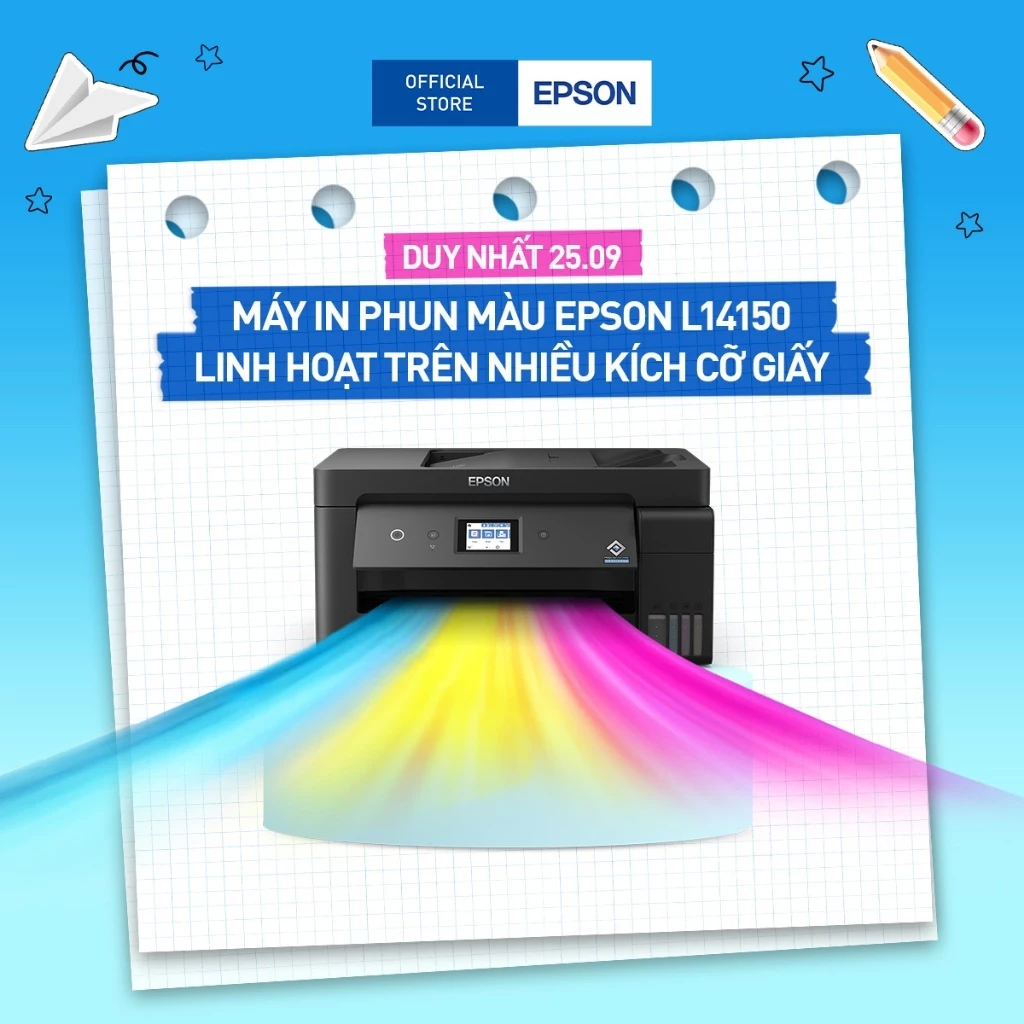 Máy In Phun Màu Epson L14150 Linh Hoạt Trên Nhiều Kích Cỡ Giấy