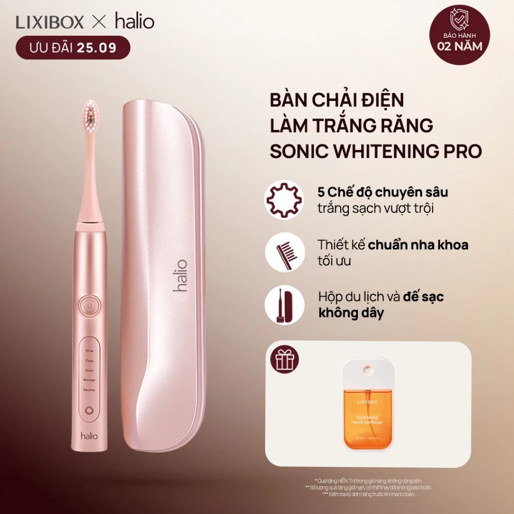 Bàn Chải Điện Làm Trắng Răng Halio Sonic Whitening Electric Toothbrush PRO Kèm Hộp Đựng