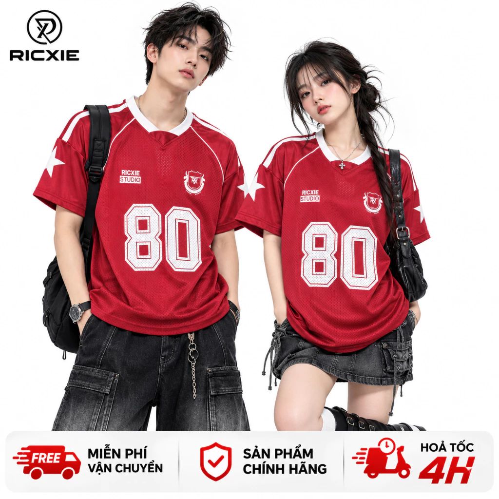 [VER 2] Áo Thun Ricxie Lưới Nam Nữ Số 80 Phiên Bản Mới - Top Áo Thể Thao Basic Hottrend