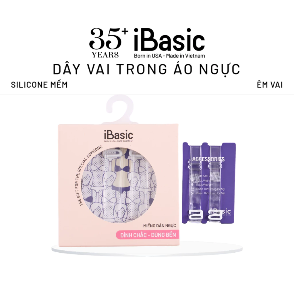Hộp 2 cặp Dây vai trong mềm trơn iBasic PK076
