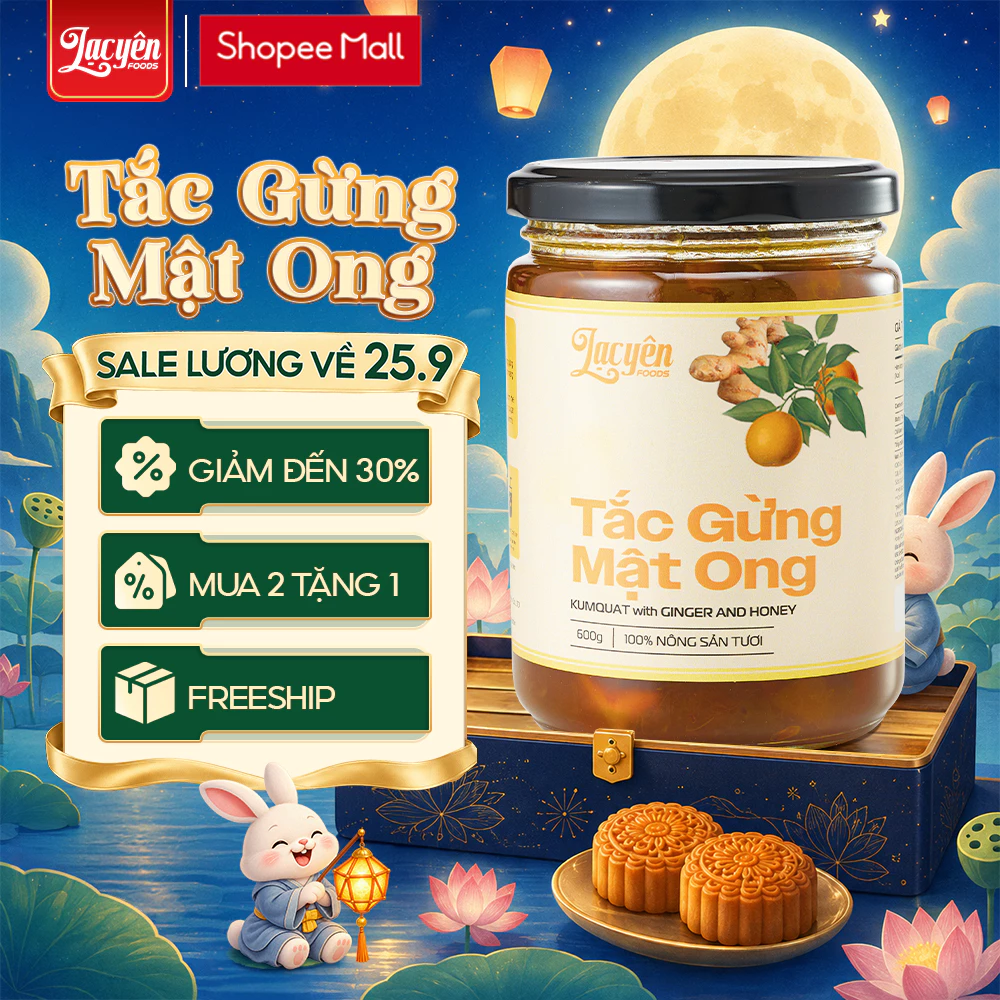 Tắc Gừng Mật Ong Lạc Yên Foods  Đạt ISO 22000 Có Tắc Gừng Tươi Để Ngậm Ấm Họng Tăng Đề Kháng