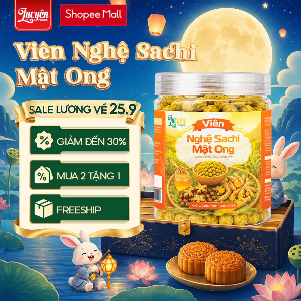 Viên Tinh Nghệ Sachi Mật Ong Lạc Yên Foods - Thơm Mùi Nghệ, Dễ Ăn Dạng Viên Tiện Lợi