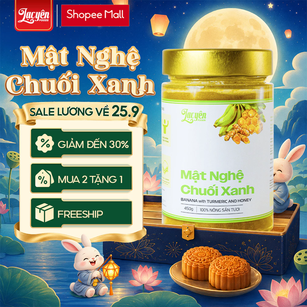 Mật Nghệ Chuối Xanh Lạc Yên Foods - Bột Chuối Xanh Mật Ong Nguyên Chất mix Tinh Bột Nghệ Thơm Ngon