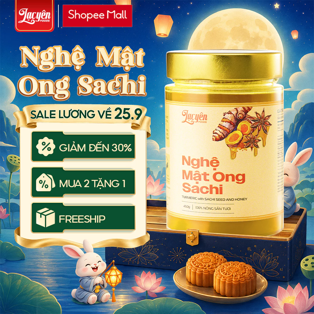 Nghệ Mật Ong Sachi Lạc Yên Foods - Tinh Bột Nghệ Đỏ Và Mât Ong Nguyên Chất, Đạt Chứng Nhận ISO 22000