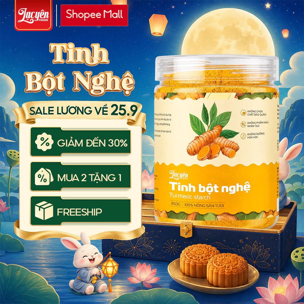 Tinh Bột Nghệ Đỏ Nguyên Chất Lạc Yên Foods - Nghệ Hưng Yên Dạng Bột Pha Uống Nấu Ăn Mix Mật Ong