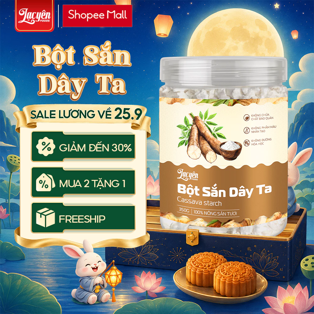 Bột Sắn Dây Nguyên Chất Lạc Yên Foods - Bột Trắng Mịn Tự Nhiên Không Pha Trộn Hỗ Trợ Giải Nhiệt