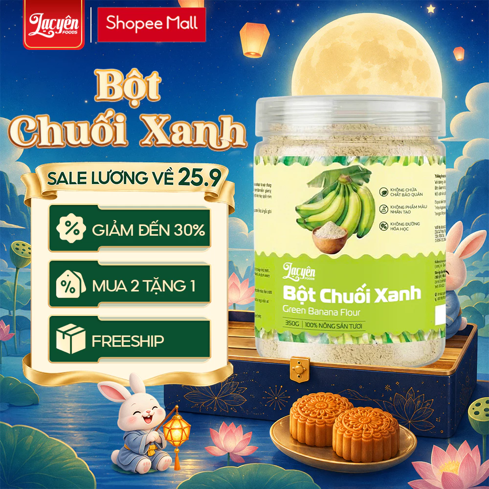 Bột Chuối Xanh Lạc Yên Foods  Làm Từ Chuối Xanh Tươi Giàu Tinh Bột Kháng