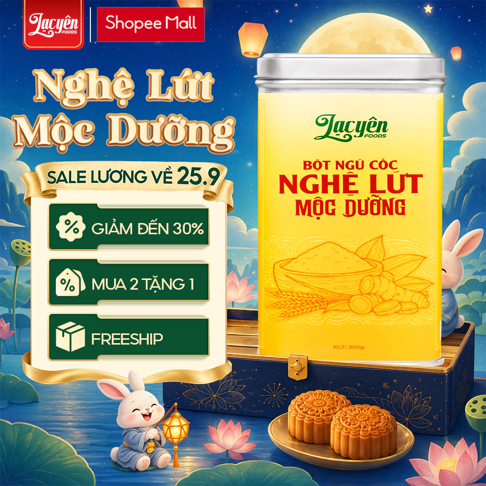 Bột Ngũ Cốc Dinh Dưỡng Ăn Sáng Nghệ Lứt Mộc Dưỡng Lạc Yên Foods- Bột Nghệ Nguyên Chất Mix Đậu