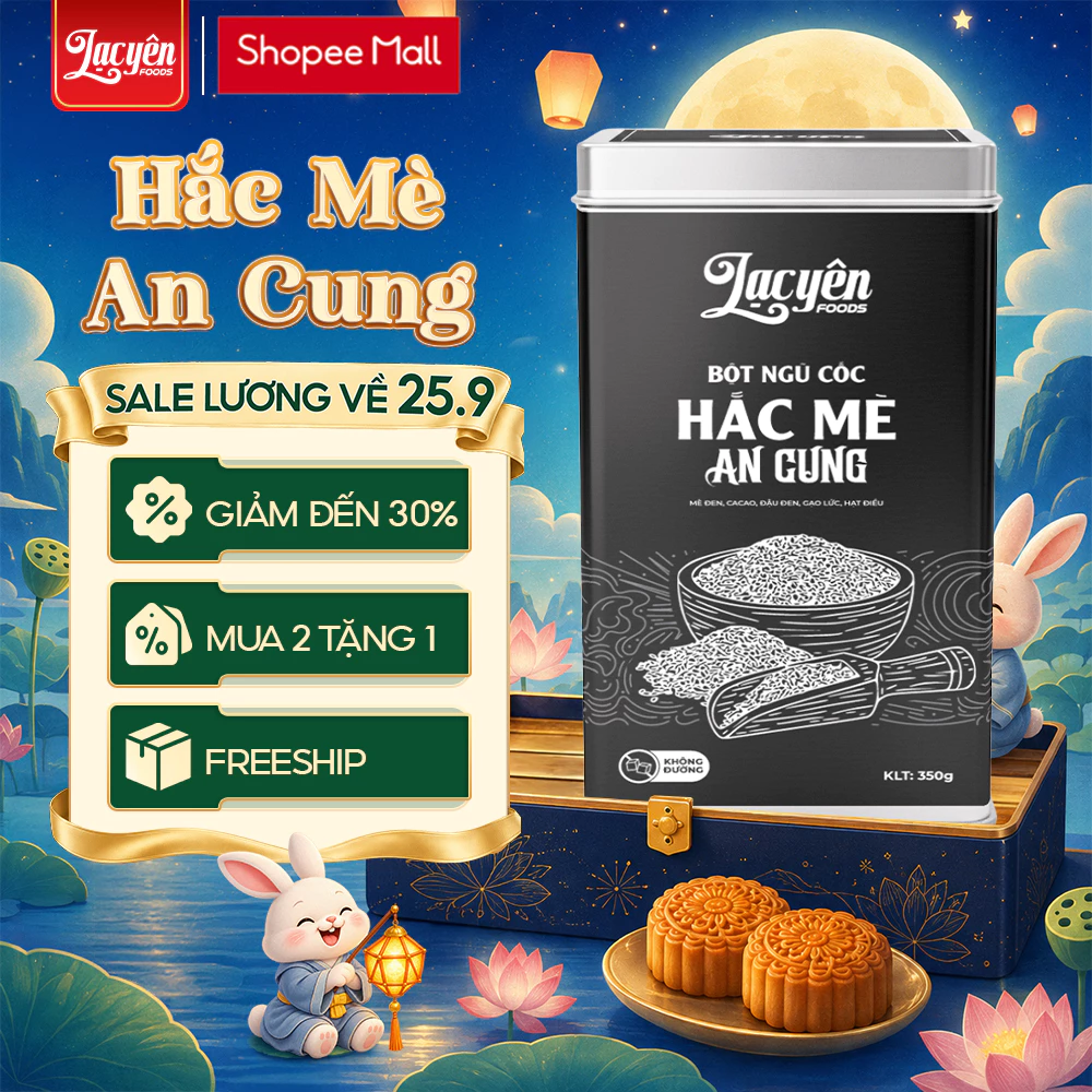 Bột Ngũ Cốc Hắc Mè An Cung Lạc Yên Foods   Từ Mè Đen & 6 Loại Hạt Tự Nhiên Dưỡng Tóc Uống Mỗi Ngày