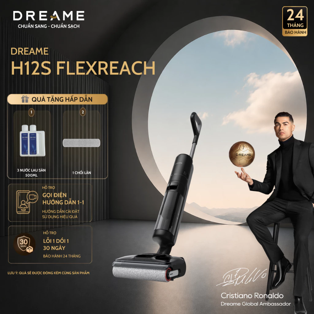 Máy Hút Bụi Lau Nhà Dreame H12s Flexreach | Bản Quốc Tế | Lực Hút 21kPa | Ngả Phẳng 180° | Bảo Hành 24 Tháng