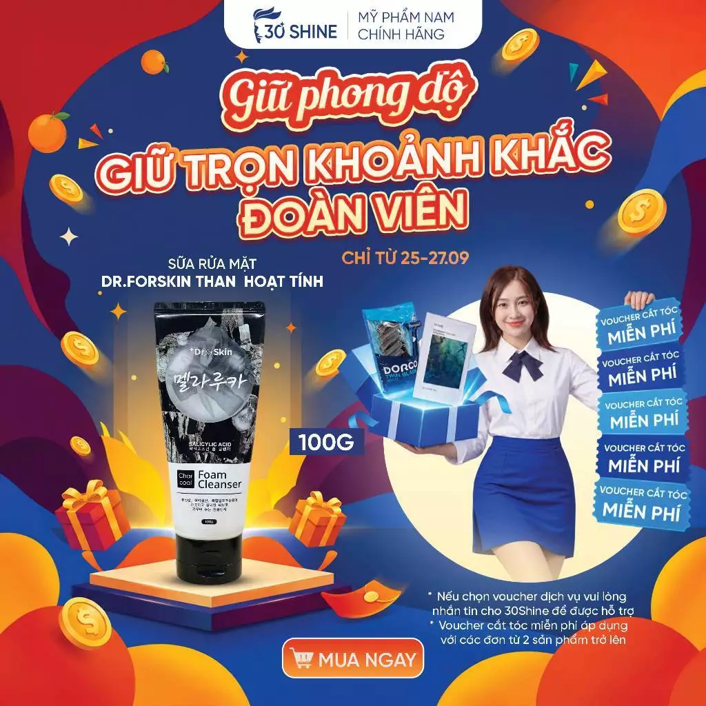 Sữa Rửa Mặt Cho Nam Sạch Dầu Nhờn Sáng Da Dr.FORSKIN Than Hoạt Tính 100g