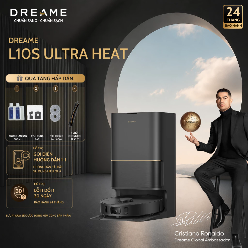 Robot Hút Bụi Lau Nhà Dreame L10S Ultra Heat | Lực Hút 25k Pa | Trạm Sạc Đa Năng | Bảo Hành 24 Tháng