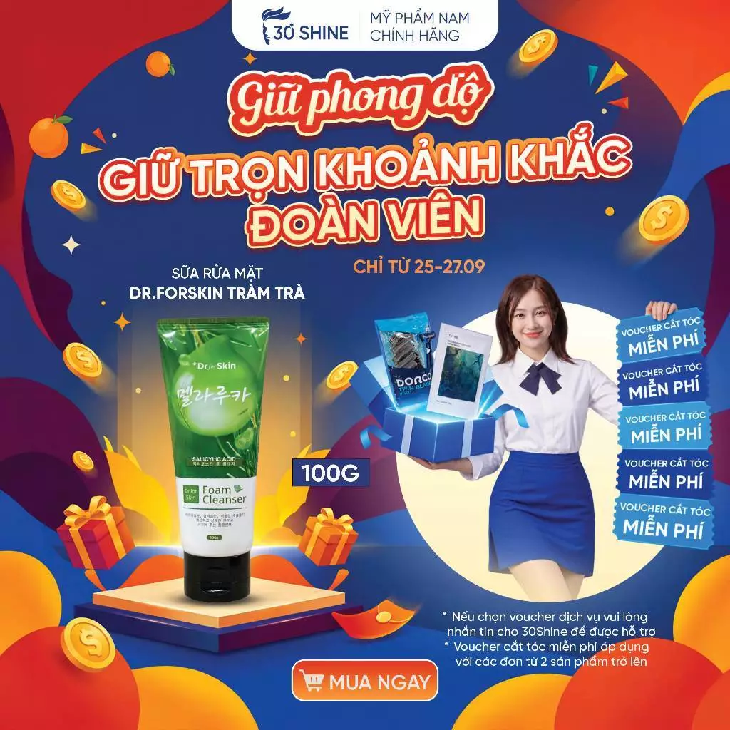 Sữa Rửa Mặt Nam Dành Cho Da Mụn Dr.FORSKIN Tràm Trà 100g - Hỗ Trợ Làm Sạch, Giảm Mụn, Sáng Da