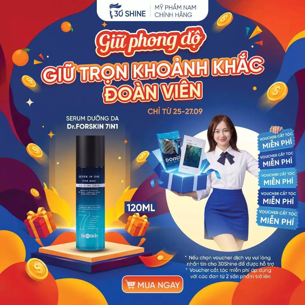 Serum Tinh Chất Nam Dr.FORSKIN 7IN1 Mờ Thâm Mụn, Sáng Da, Hỗ Trợ Thu Nhỏ Lỗ Chân Lông 120ml