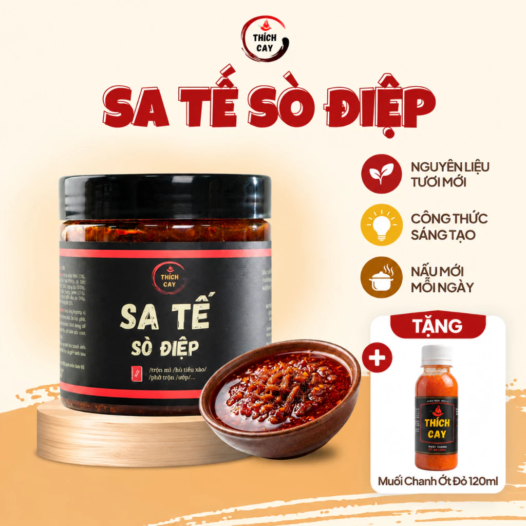 Sa Tế Sò Điệp Thích Cay 250g, dùng trộn hủ tiếu, phở, mỳ, chấm cá viên chiên, sôt ướp thịt