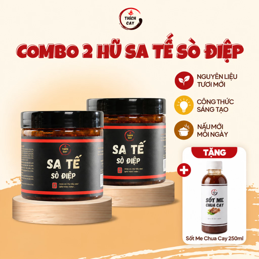 Combo 2 Hũ Sa Tế Sò Điệp Thích Cay 250g Tiện Lợi Sốt Trộn Mì Đa Dụng Sa Tế Cay Trộn Hủ Tiếu