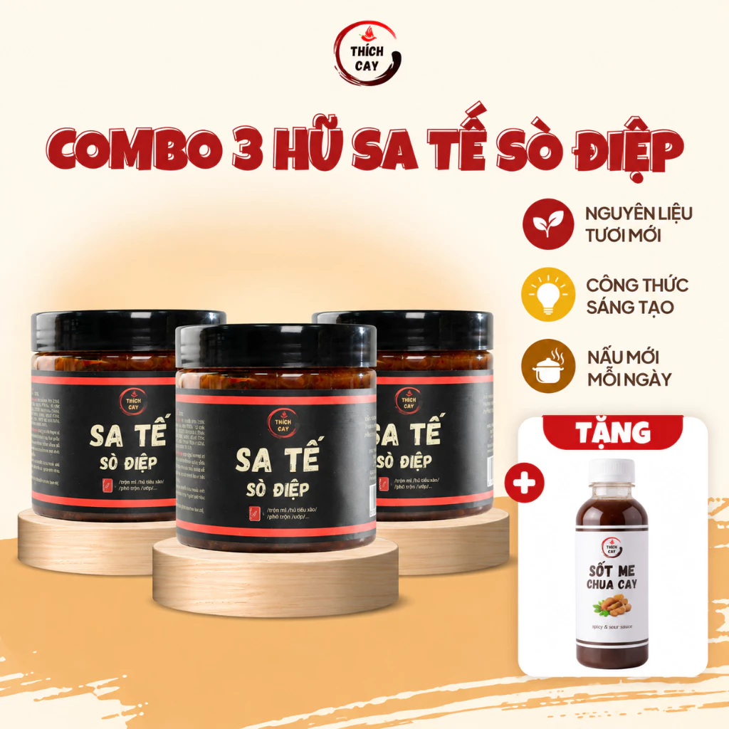 Combo 03 hũ Sa tế sò điệp Thích Cay 250g đa dụng, tiện lợi
