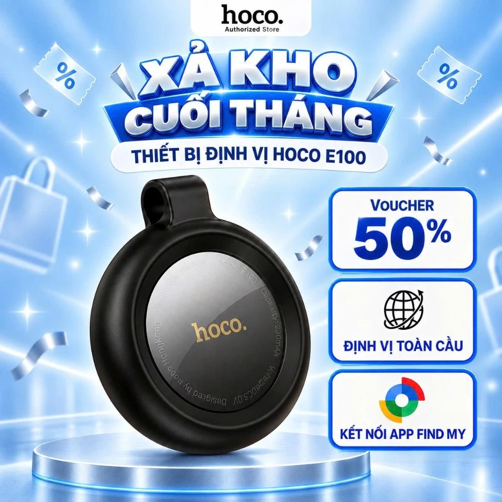 Thiết bị định vị Airtag chính hãng HOCO E100 , kết nối chính xác pin bền - tương thích với Apple Find My