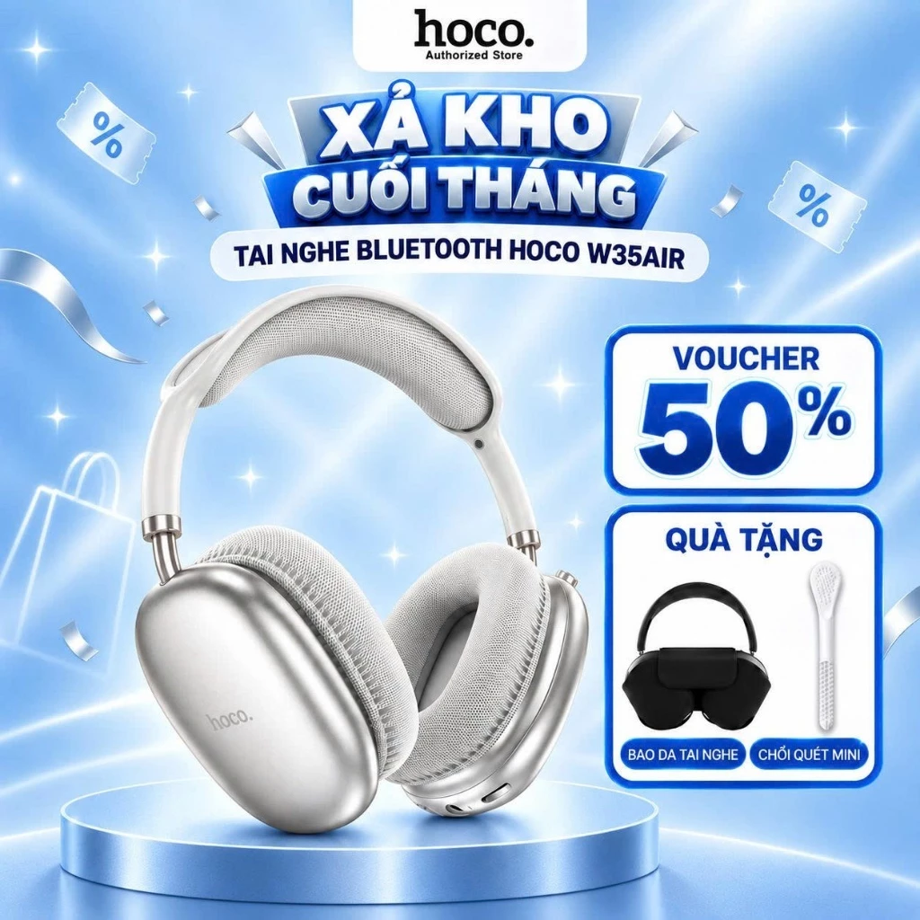 [Tặng bọc tai nghe] Tai nghe chụp tai BLUETOOTH 5.3 Air - Pin trâu - Bass mạnh - Smartcom - W35