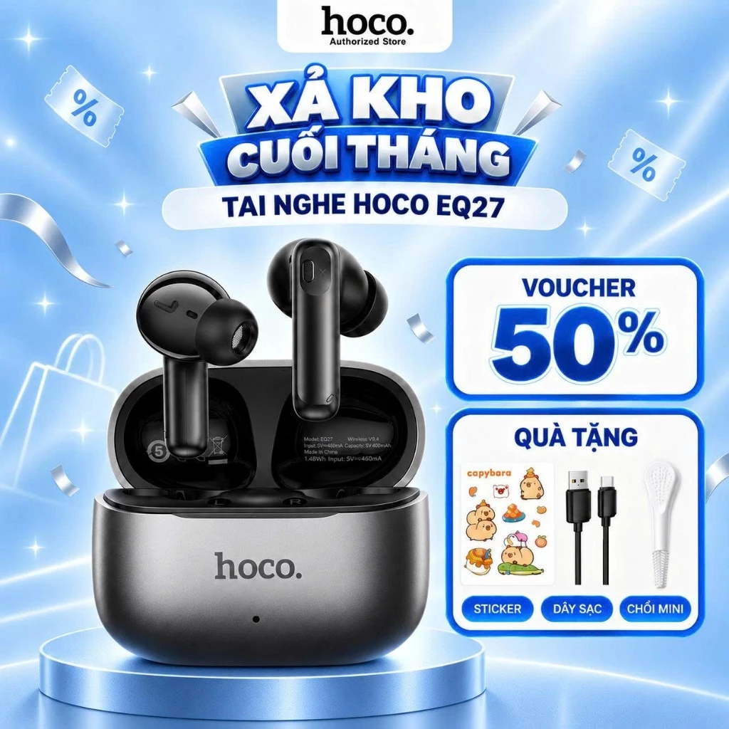 Tai nghe Bluetooth Hoco EQ27 chính hãng – dịch thuật 134 ngôn ngữ, pin 7H, chip Bluetooth mới, kết nối nhanh ổn định