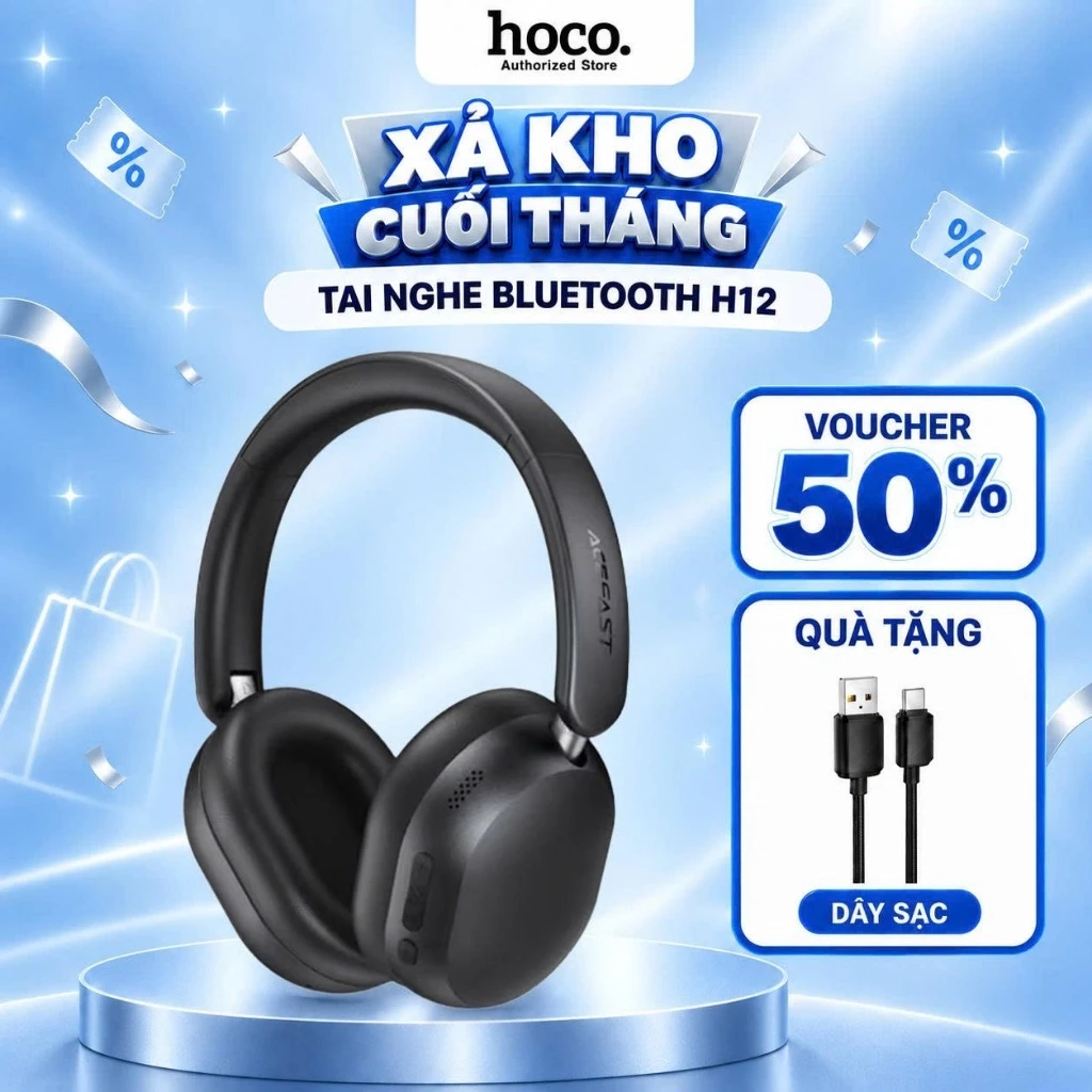 Tai Nghe Chụp Tai Acefast H12 Chống ồn ANC - Headphone Không Dây Pin 80H Bass Hay -  Học Tập - Làm Việc - Giải Trí