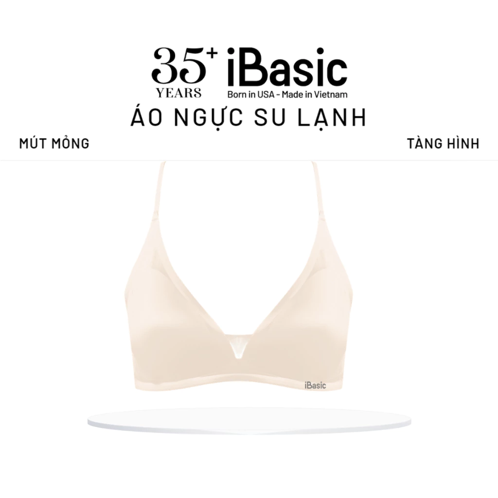 Áo ngực không gọng su mút mỏng tàng hình iBasic không đường may phối lưới phom tam giác BRAY103