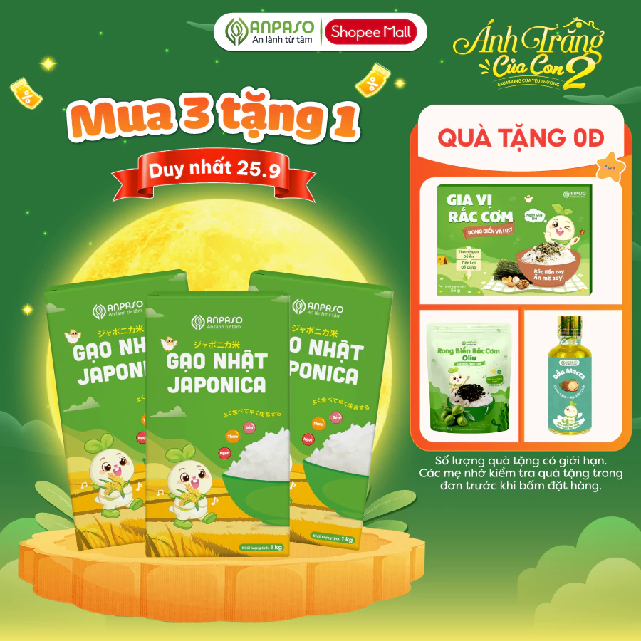 Combo Gạo Japonica cho bé Ăn Dặm Anpaso 1kg