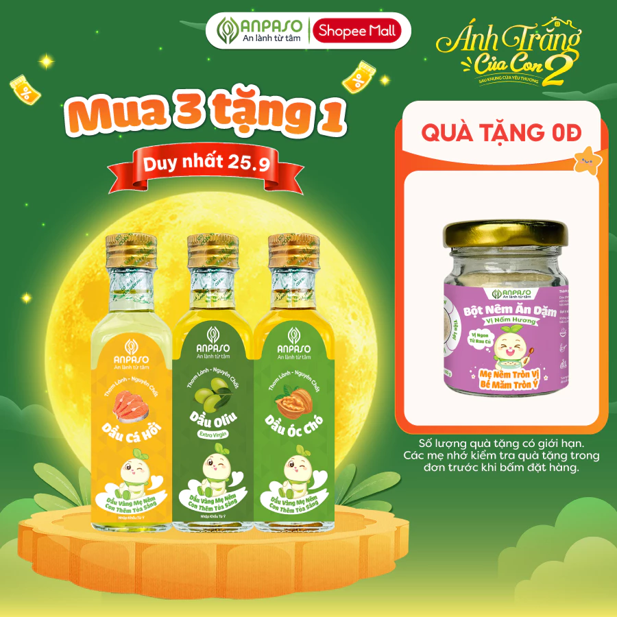 Combo 3 Dầu Ăn Dặm Cho Bé Anpaso 100ml