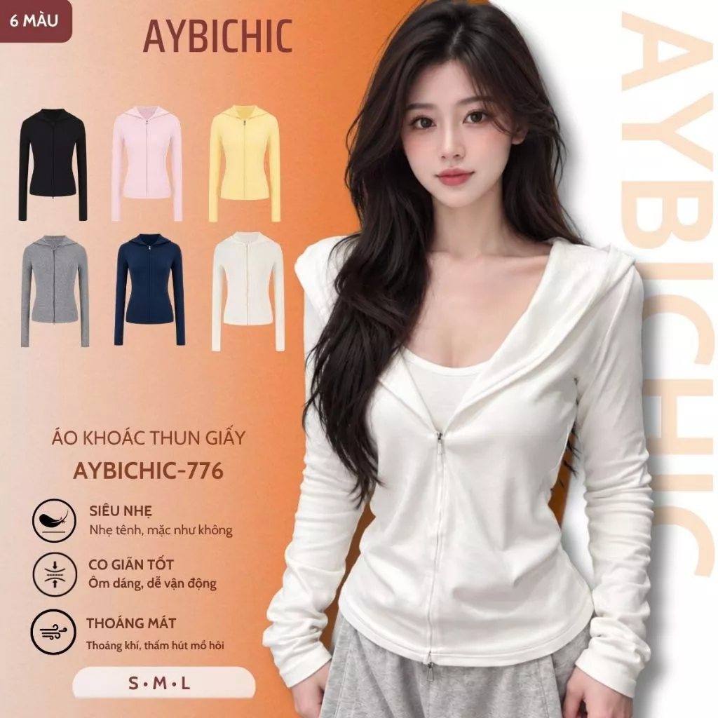 [Mở Bán] Áo Khooác Dài Tay Thu Đông Mẫu Mới 2026 Dài Tay Dễ Mix Đồ, Chất Thun Spandex Co Dãn Có Mũ 2 Lớp AB776