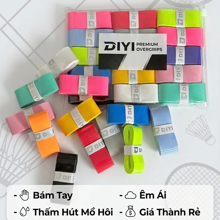 Quấn cán vợt cầu lông , Pickleball DIYI Chính hãng , cao cấp , siêu êm siêu bám tay , thấm mồ hôi cực tốt