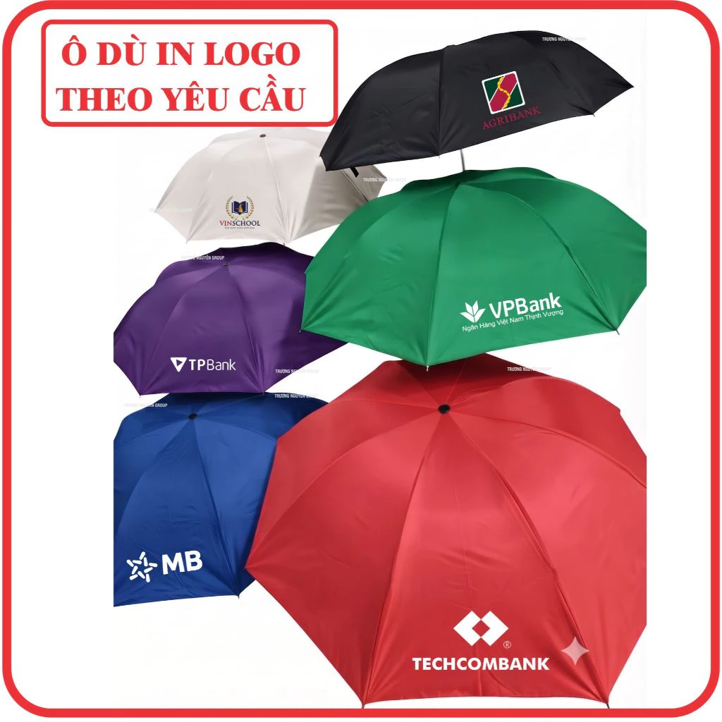 Ô Dù Cầm Tay-In Logo Ngân hàng-Công ty-Bank-Cán dài-Rút-Tự Động-Gấp-Quà Tặng Sự Kiện Yêu Cầu-Có Vat
