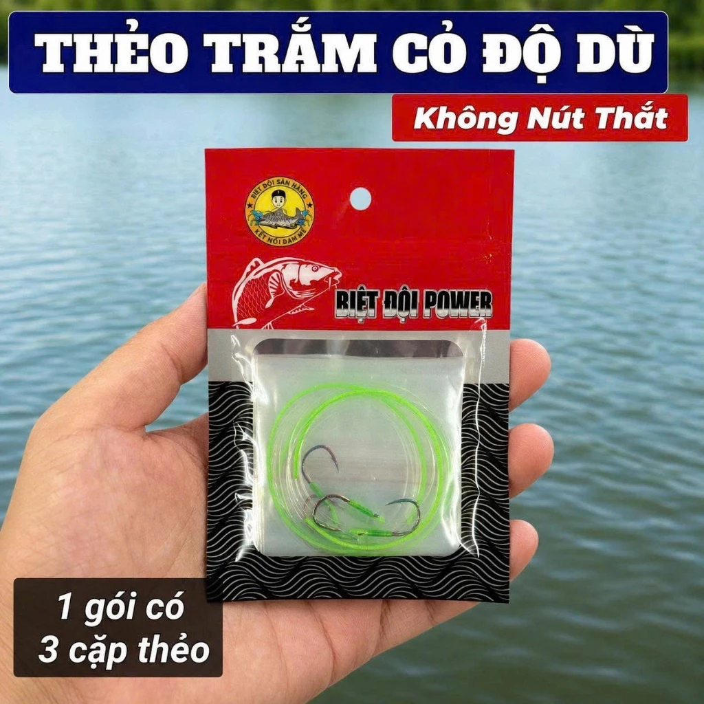 [BĐSH] Thẻo Câu Cá Trắm Cỏ Không Nút Thắt (1 Gói 3 Cặp Thẻo) - Độ Dù Chống Nổ Công Nghệ Mới